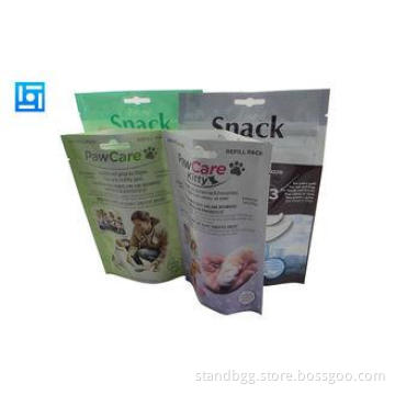 Pet Food Flexible Laminating Stand Up Pouch Green Fancy Gra
